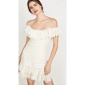NWT. ZIMMERMANN Off shoulder Pleated Linen Silk-blend mini AU3 US10